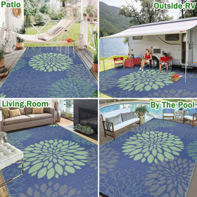 Ileading lightweight rug with carrying bag ready for camping and travel.