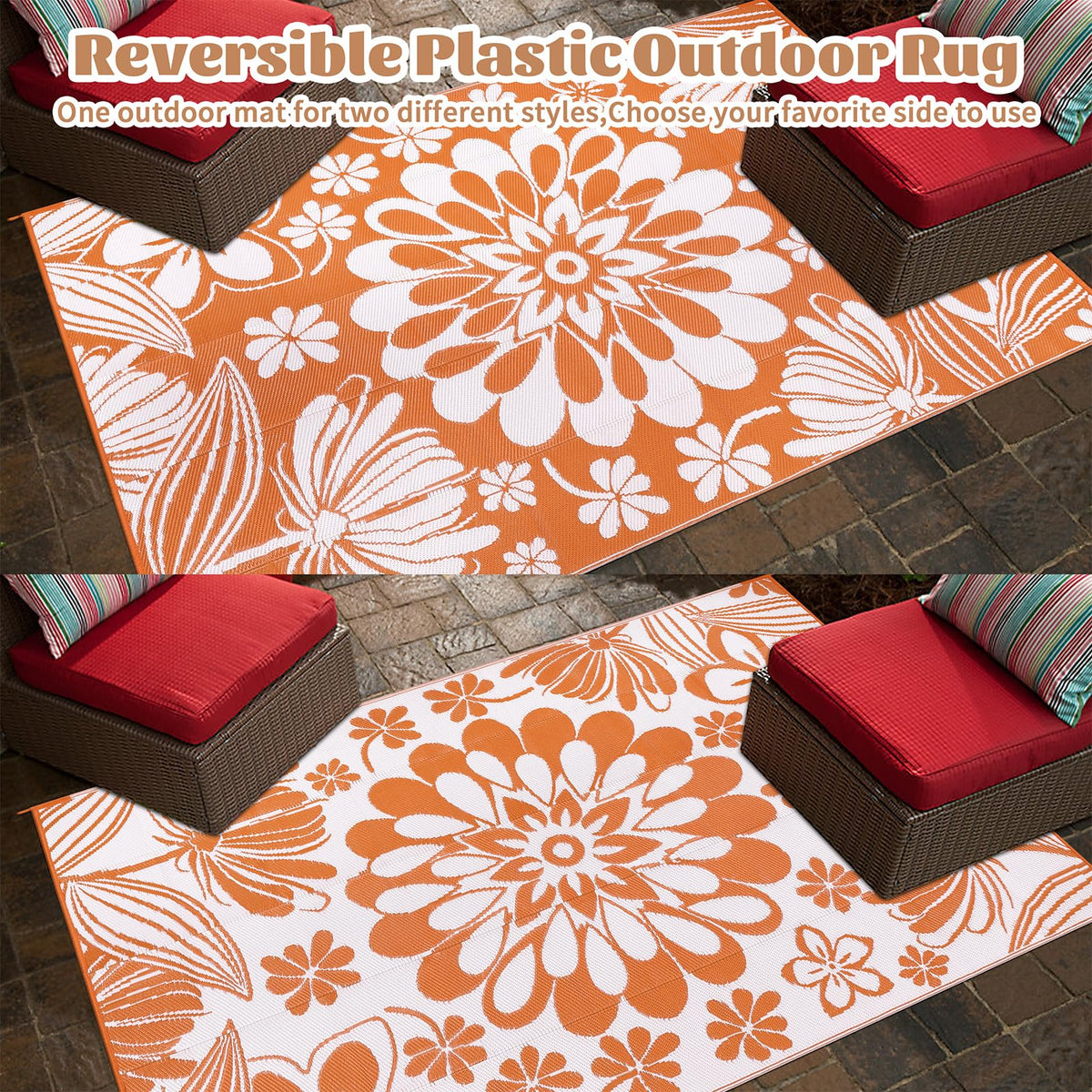 Ileading portable rug with 12 stakes for wind stability