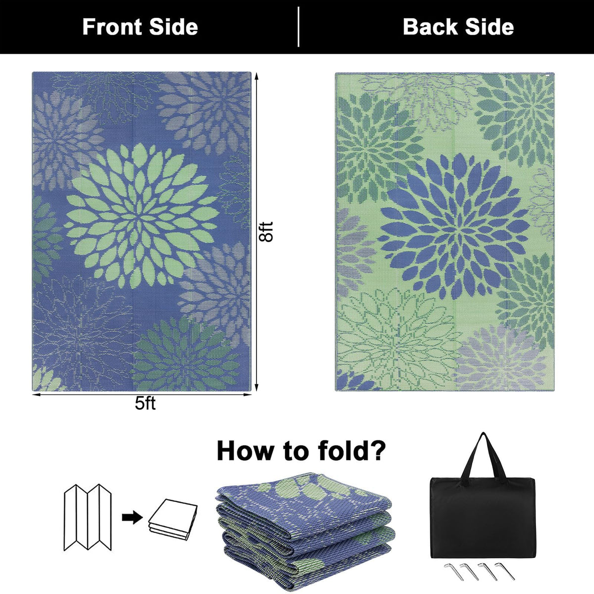 Ileading reversible straw rug, two-sided design, easy patio refresh.