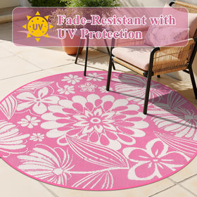 Ileading outdoor rug features UV protection to keep colors vibrant outside.