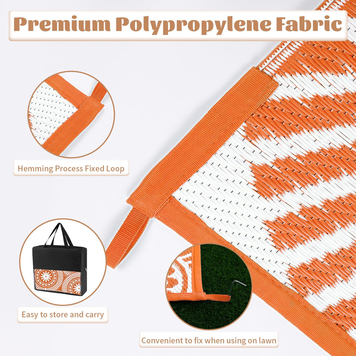 Ileading outdoor rug with UV protection, fade-resistant in bright sun.