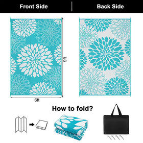 Ileading reversible rug shows second floral pattern for versatile styling.