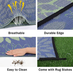 Ileading waterproof plastic straw rug closeup highlights durable weave and heat-treated edges.
