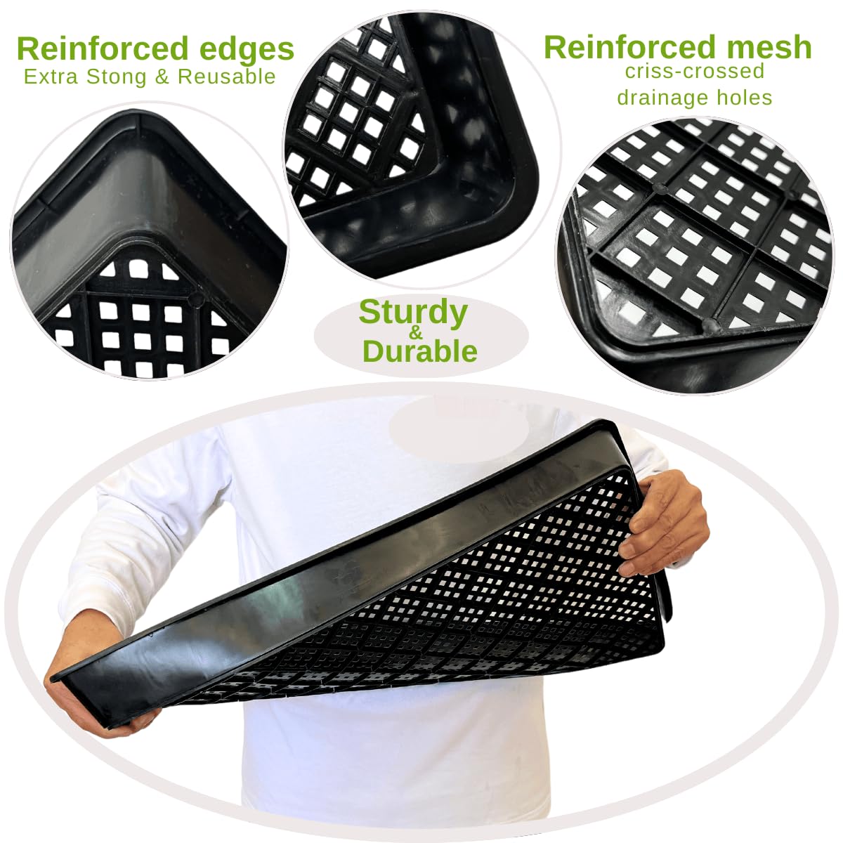 ILITING 1020 mesh tray reinforced edges, durable design under heavy soil.
