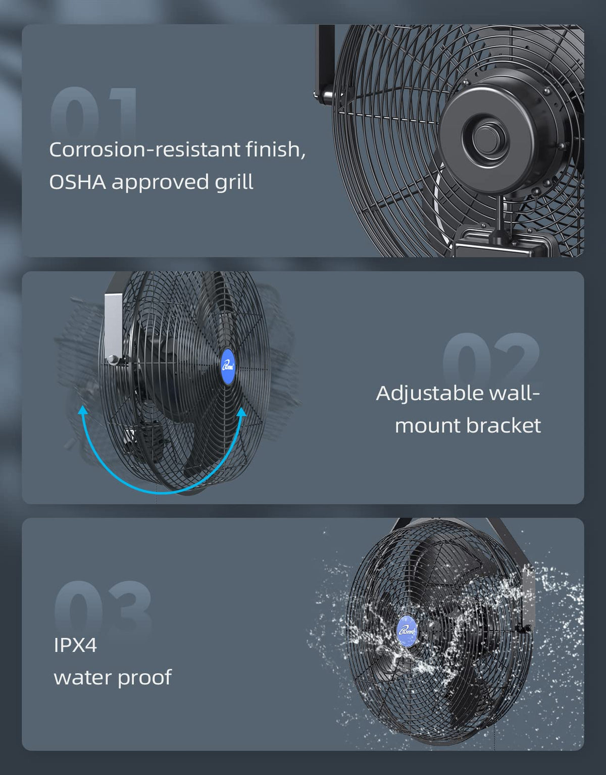 iLiving 14-inch fan with corrosion-resistant frame in outdoor setting