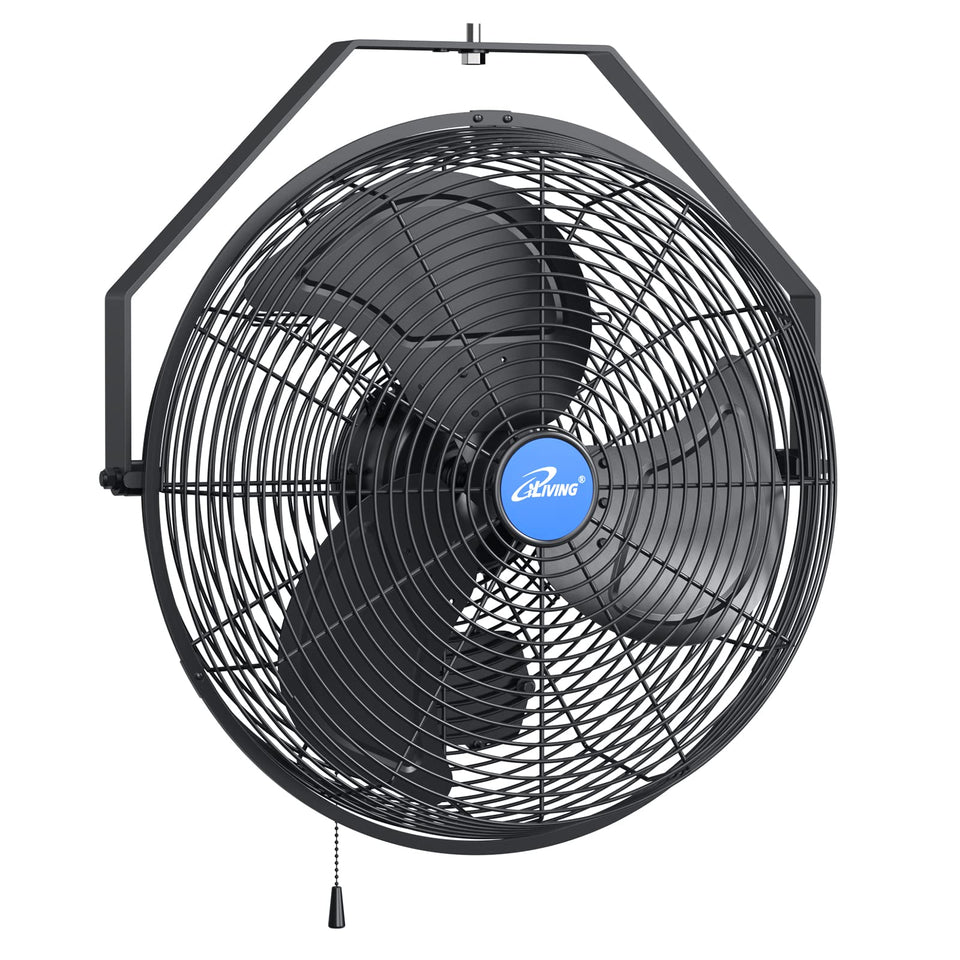 iLiving 14-inch wall-mounted fan front view for outdoor cooling efficiency