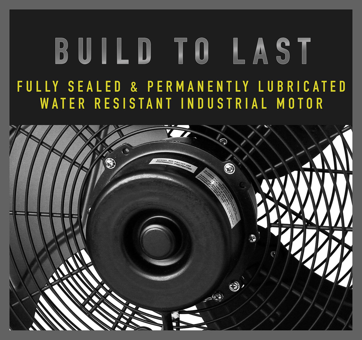 iLiving 14-inch wall-mounted fan side view highlighting weatherproof housing