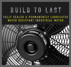 iLiving 14-inch wall-mounted fan side view highlighting weatherproof housing