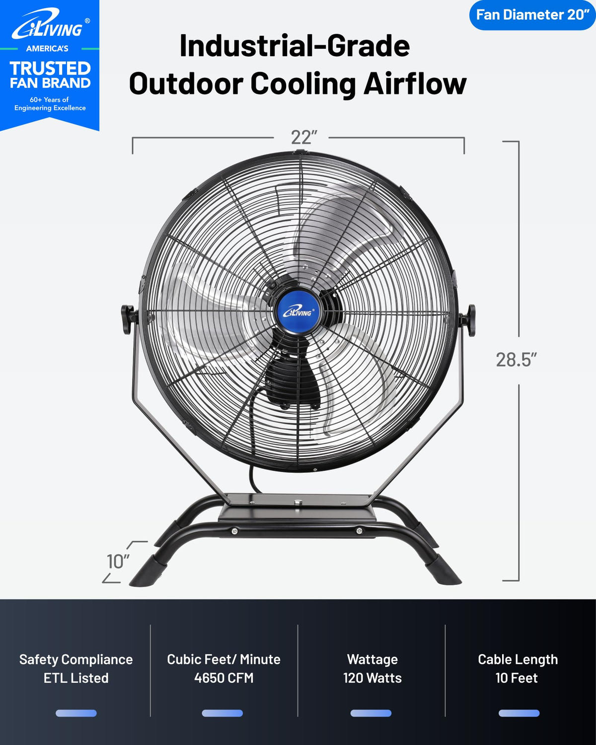 iLiving floor stand setup showing flexible cooling for workshops and garages