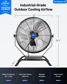 iLiving floor stand setup showing flexible cooling for workshops and garages