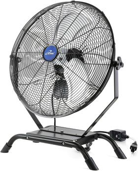 iLiving 20-inch wall-mounted fan in black delivering strong outdoor air circulation