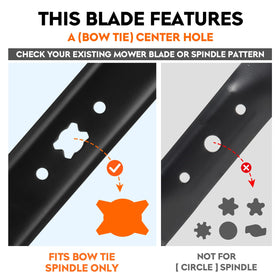 Close-up of ILONPA mulching blade edge showing sharp, durable cutting edge