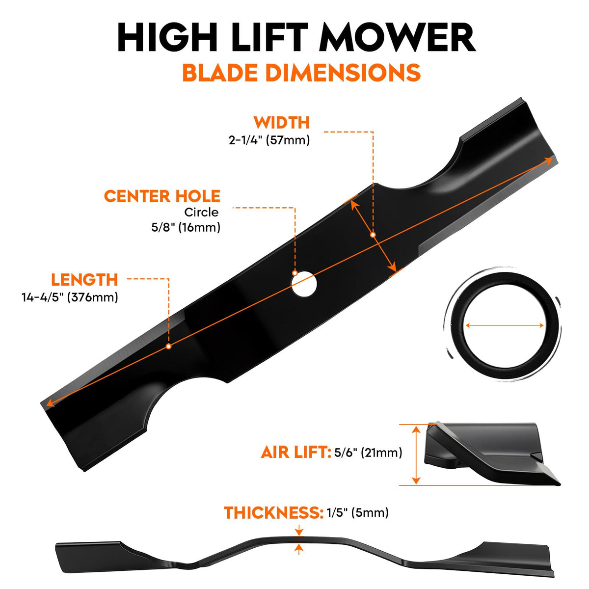 ILONPA 42in notched blade for Gravely 04265400 edge for clean cuts.