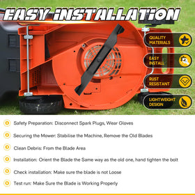 ILONPA 46-inch mower blade fits 46-inch decks for quick, dependable mowing.