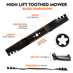ILONPA 5-star blade packaging showcasing universal compatibility with common 22 inch decks.
