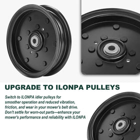 ILONPA flat idler pulley compatibility chart illustrating broad fitment across brands