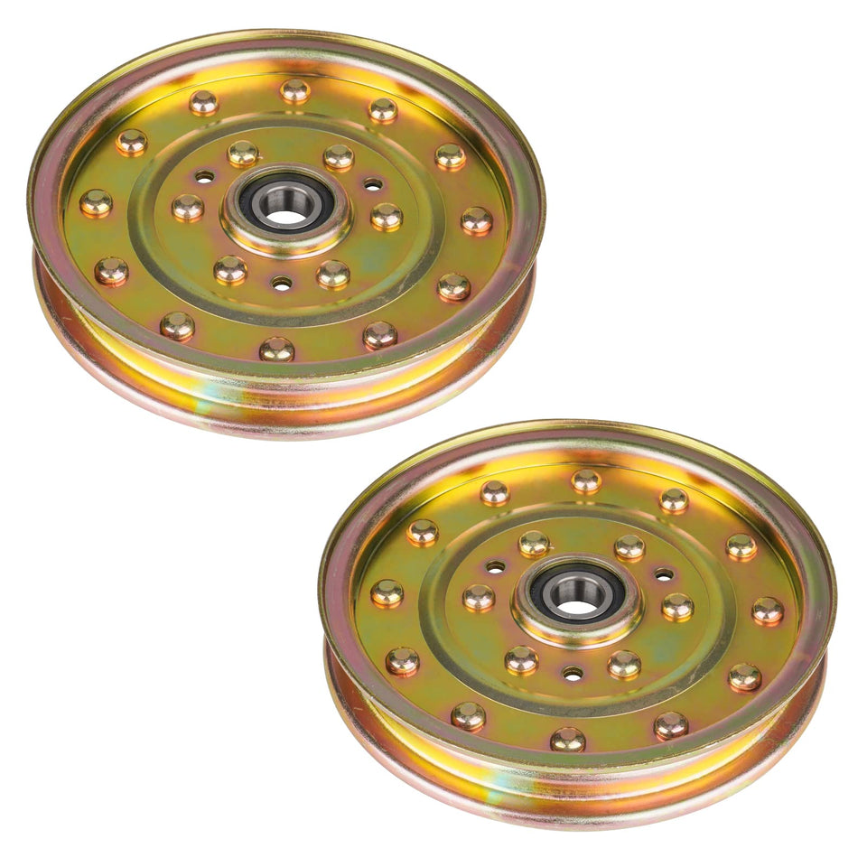 ILONPA flat idler pulley closeup shows durable Exmark Toro compatibility for smooth mowing.
