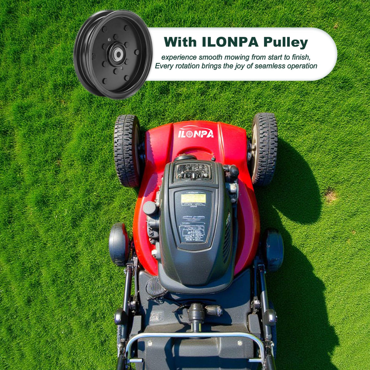 ILONPA flat idler pulley packaging box indicating 1-pack ready for replacement