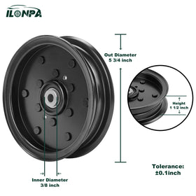 ILONPA flat idler pulley top view highlighting compact, durable construction for smooth belts