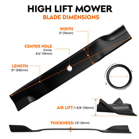 ILONPA high-lift blades 60in for Z-Force S provide steady lift and cut quality