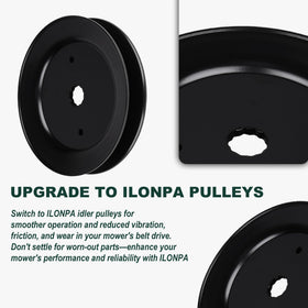 ILONPA idler pulley detail highlights durable construction for long-lasting mower performance.