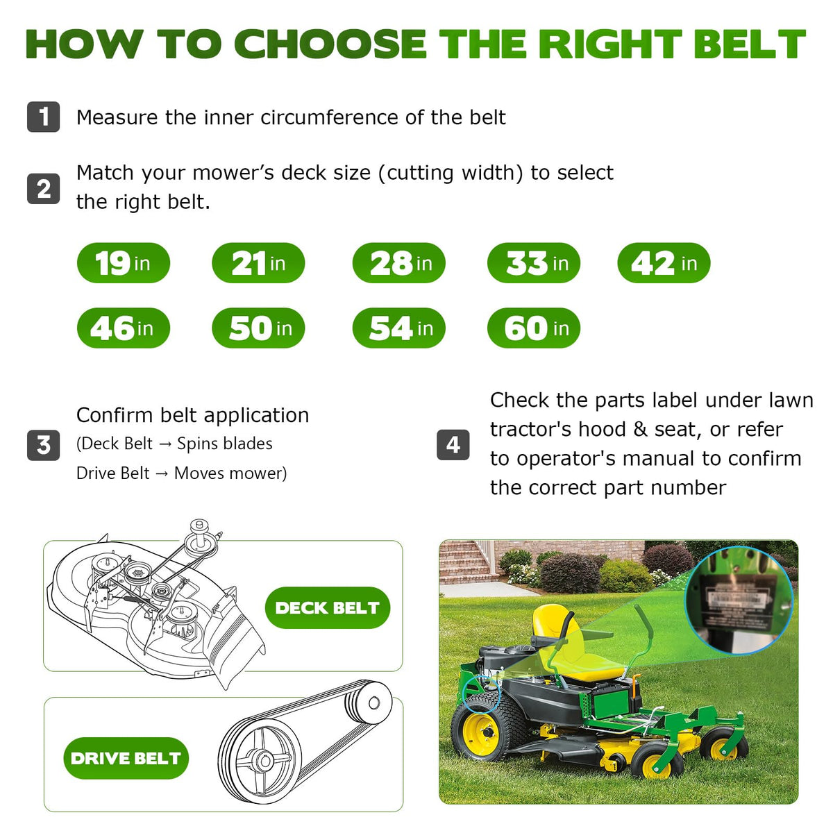ILONPA mower drive belt 1/2x79 side profile showing length