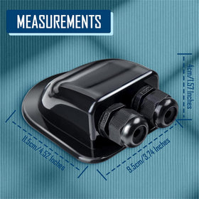 ILSSLI gland side view highlights dual cable entry for two 2–6 mm² cables.