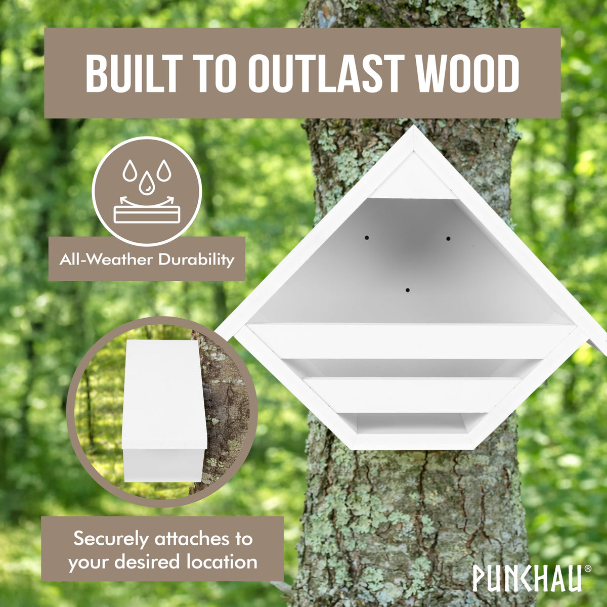 Ilyapa Punchau weatherproof nesting box rainy exterior showcases durable PVC finish