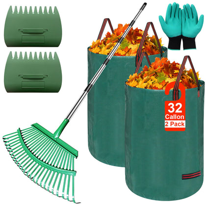 ILYZTL adjustable leaf rake with 25 tines for fast lawn cleanup