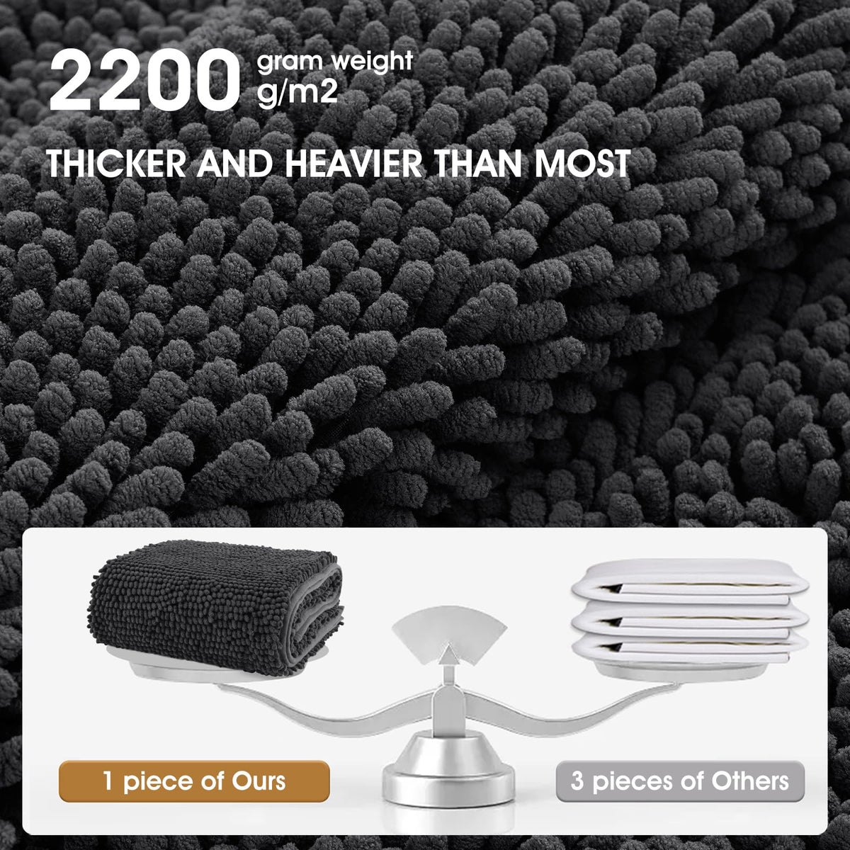 IM HOME Chenille absorbent outdoor doormat dark-gray finish pairs with any entry