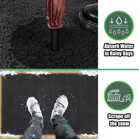 IM HOME Chenille absorbent outdoor doormat dense weave shows durability for high-traffic doors