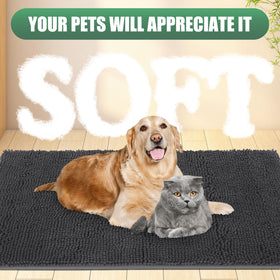 IM HOME Chenille absorbent outdoor doormat slim 1-inch profile fits under most doors