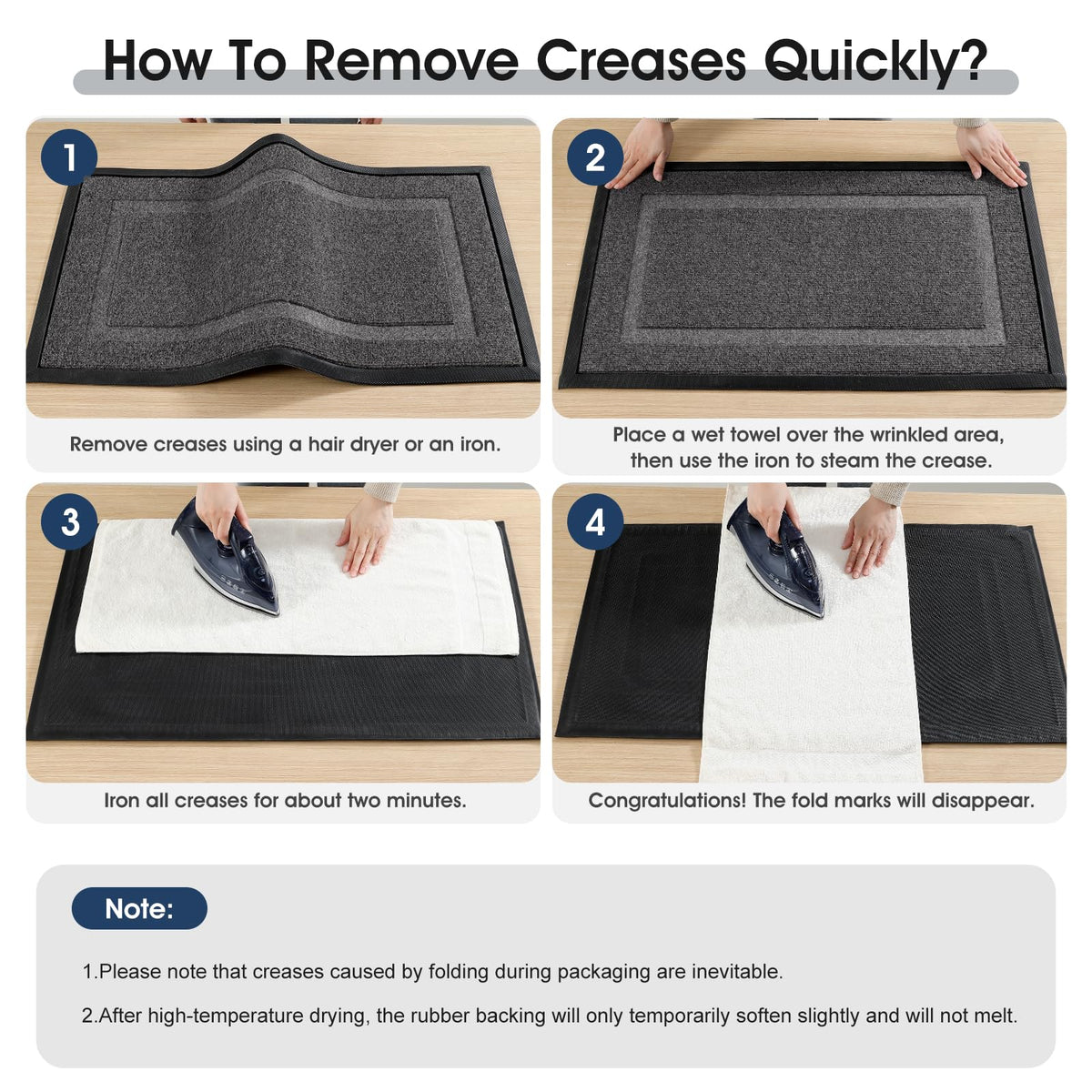 IM HOME easy-clean mat is simple to shake, sweep, or hose down.