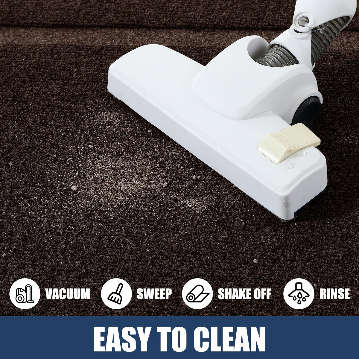 IM HOME easy-clean mat; shake, sweep, or hose down for quick refresh.