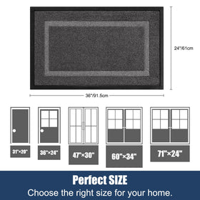 IM HOME waterproof door mat with rubber backing keeps indoor floors dry.