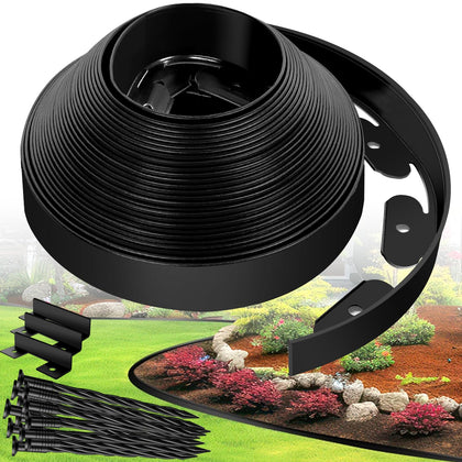 YUYIUS Landscape Edging Border – 1.5”x40’ No-Dig Garden Border with 40 Stakes
