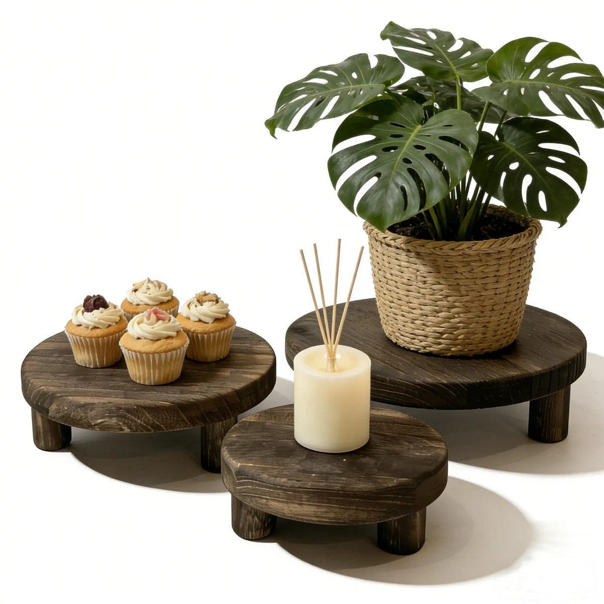 ORBEIN wooden plant stool 6-inch for sturdy rustic display
