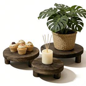 ORBEIN wooden plant stool 6-inch for sturdy rustic display