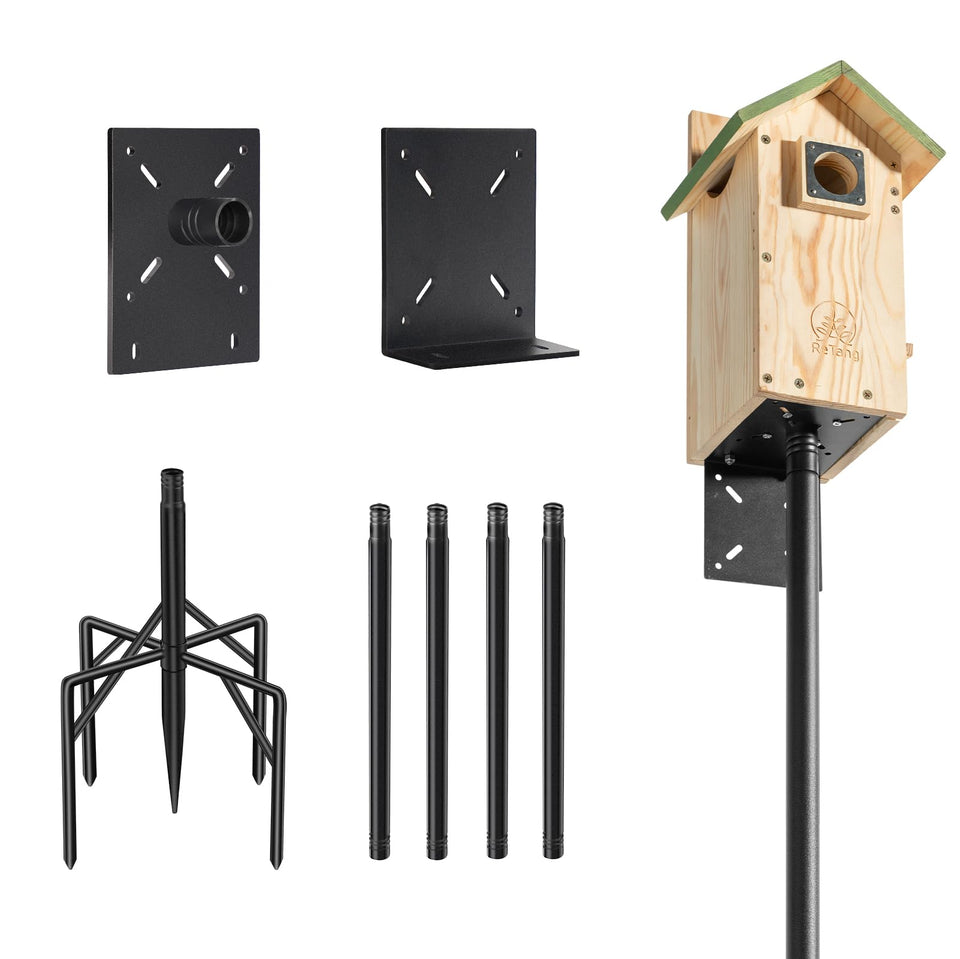 ReTang 77-Inch Heavy Duty Bird Feeder Pole with 5-Prong Base — Rust-Proof, Adjustable & Multi-Function