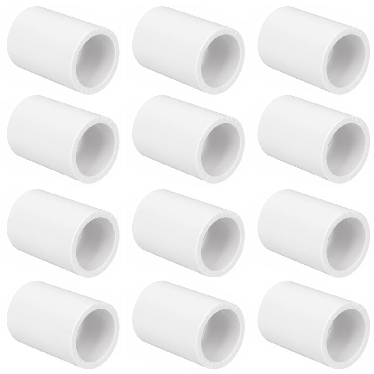 12 Pack 1/2" PVC Pipe Coupling Adapter Pipe Fitting Connector (Socket x Socket), Furniture Build Grade SCH40 1/2 Inch PVC Pipe Slip Socket Connectors for Home or Industrial Use, White