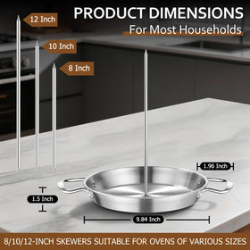 P&P CHEF Shawarma Pan with 3 Spikes — 10\" Vertical Skewer Pan for Grill, Oven & Smoker