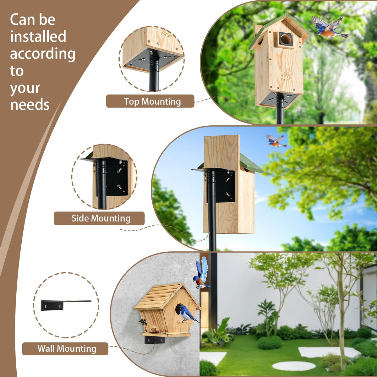 ReTang 77-Inch Heavy Duty Bird Feeder Pole with 5-Prong Base — Rust-Proof, Adjustable & Multi-Function
