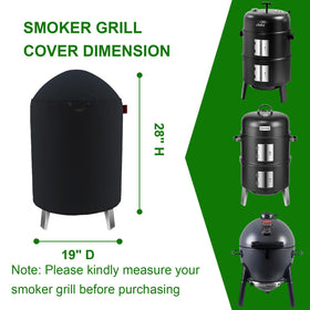 Cover Geny Outdoor Round Vertical Smoker Cover — Fits 19x28, 22x30 and 25x35 Round Smokers (Big Horn Outdoors 16 in, Outvita 17-18.5 in, VIVOHOME, AKORN Jr)