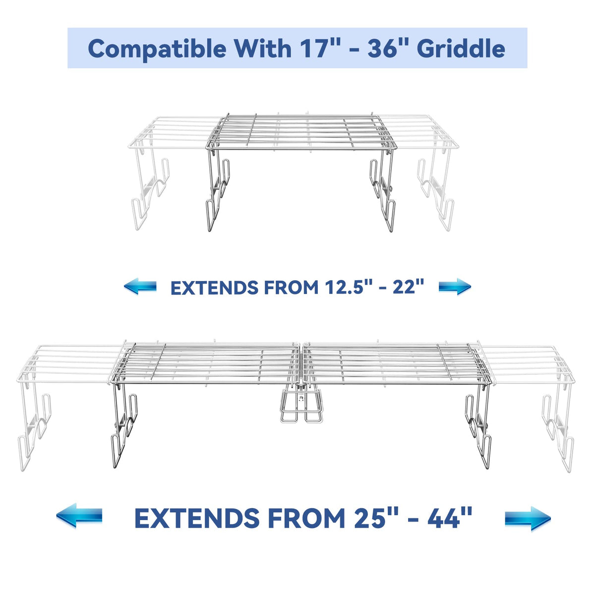 Skyflame Adjustable Griddle Warming Rack | Universal Stainless Steel, Fits 17–36 Inch Griddles