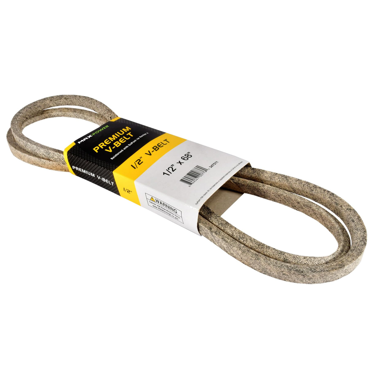 MaxPower 347511 Premium Kevlar V-Belt - 1/2-inch x 68-inch - Reinforced with DuPont Kevlar Fiber Cords