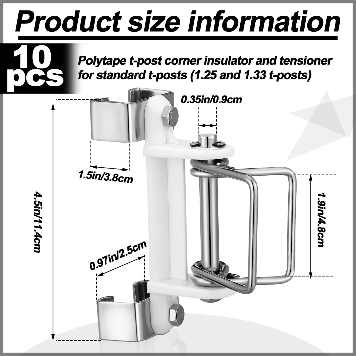 Blulu 10 Pcs T Post Polytape Corner Insulators – Durable T-Post End Insulators for Agricultural Fencing