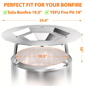Uniflasy Heat Deflector for Solo Stove Bonfire 19.5-Inch | 304 Stainless Steel, Portable Diffuser with Handle