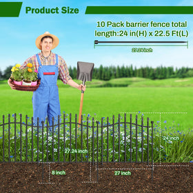 Bilibompa 10-Panel No-Dig Garden Fence | 24 in H x 27 in W, 22.5 ft Long