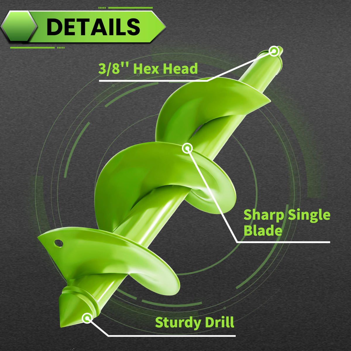 SYITCUN 4x16 Heavy-Duty Garden Auger Drill Bit – Bulb Planter & Post Hole Digger, 3/8
