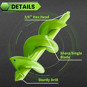 SYITCUN 4x16 Heavy-Duty Garden Auger Drill Bit – Bulb Planter & Post Hole Digger, 3/8